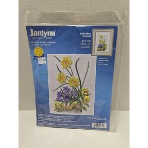 VINTAGE JANLYNN embroidery Kit Lillies Flowers Eleanor Engel Sealed 2002